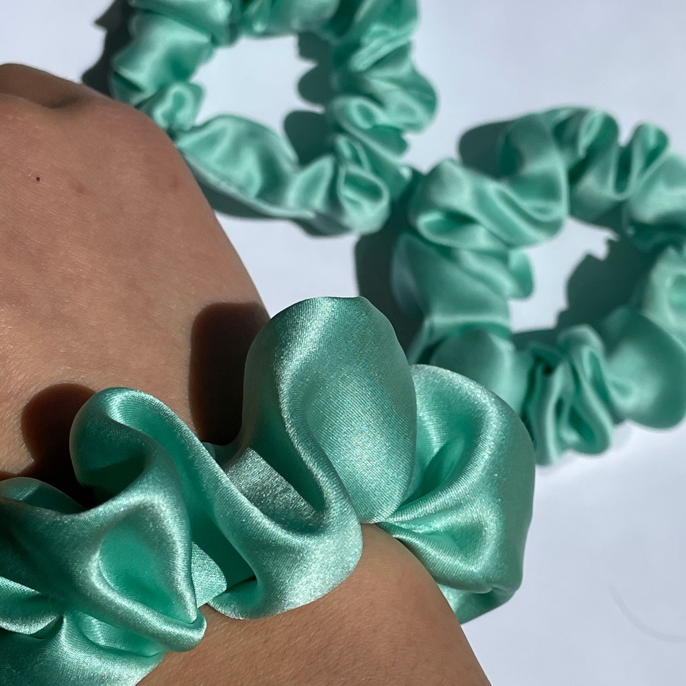 100% Aqua Silk Scrunchie